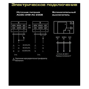 VA15S230S электропривод ON/OFF, с возв.пружиной с 2-я доп.перек.