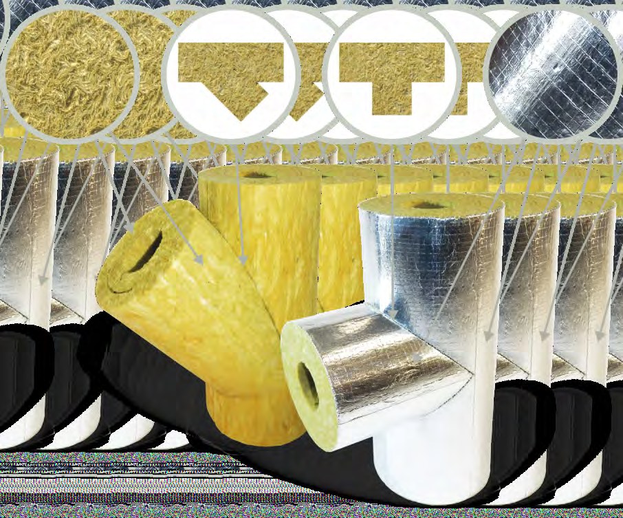 Тройники теплоизоляционные PIPEWOOL 150 Alu, кашированные алюминиевой фольгой, Ø21–1020 мм