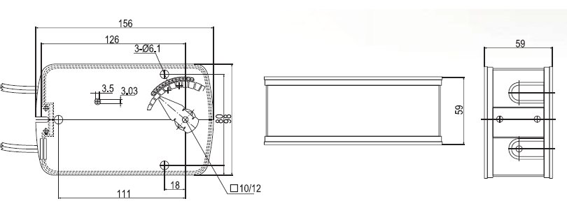 FSE10N230S (OEM) электропривод ON/OFF, реверсивный для противопож. клапанов с 2-я доп.переключател — Габаритные размеры